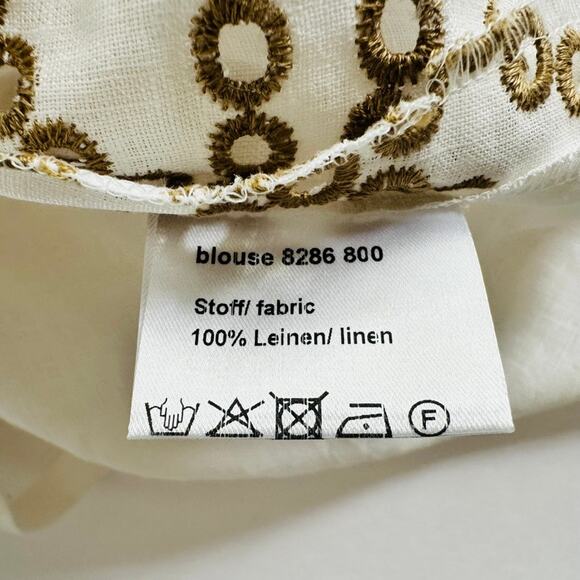 Maison Common Embroidered Linen Eyelet Cream Sleeveless Top Size 40 Beach Yacht - Picture 6 of 9